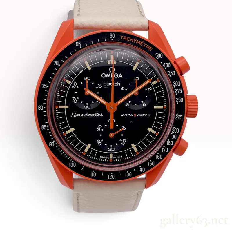 Swatch x Omega Bioceramic MoonSwatch Mission on Earth Lava Reference SO33O100 from auction in Atlanta, Georgia