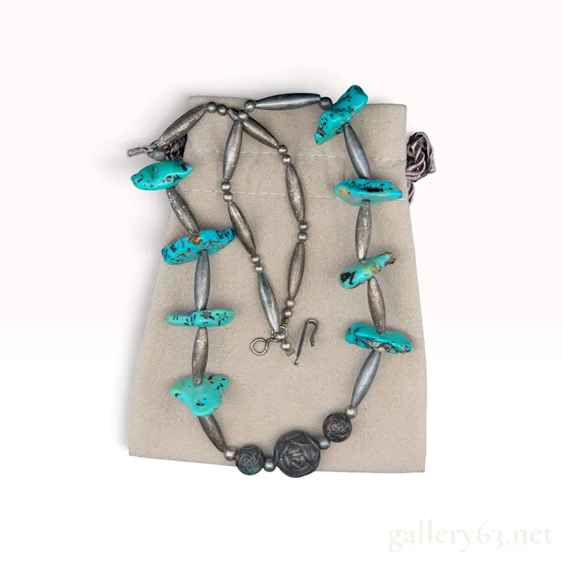 Estate Native American Silver Turquoise Necklace from auction in Atlanta, Georgia