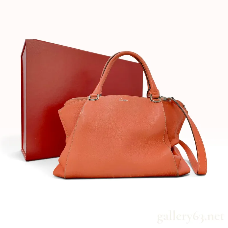Cartier C de Cartier Orange Grained Leather Top Handle Bag with Box from auction in Atlanta, Georgia
