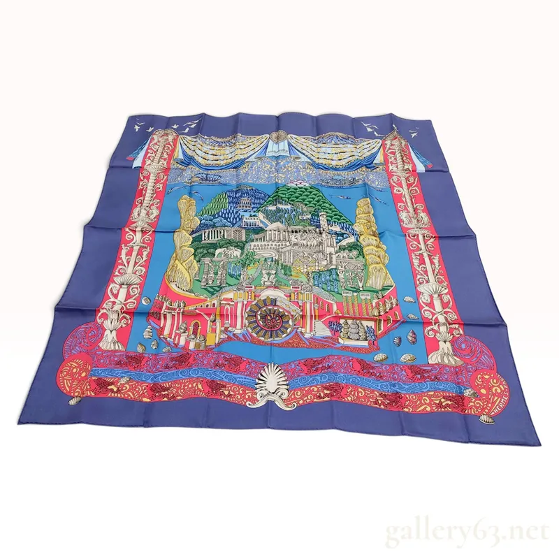 Vintage Hermes L'Atlantide (The Atlantis) Silk Carre 90 from auction in Atlanta, Georgia