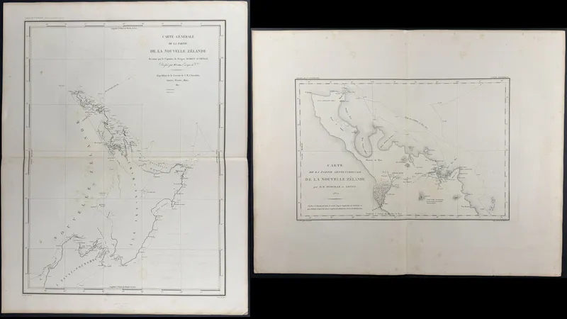 Dumont D'Urville - Pair of Maps of New Zealand from auction in Franklin, Tennessee