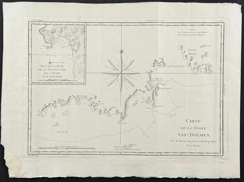 Bonne - Map of Van Diemen's Land (Australia) and Adventure Bay from auction in Franklin, Tennessee