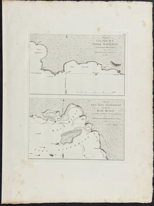 Peron & Freycinet - Maps of Australian Coastlines (Adelaide, Iles Josephine) [Australia, New Holland] from auction in Franklin, Tennessee