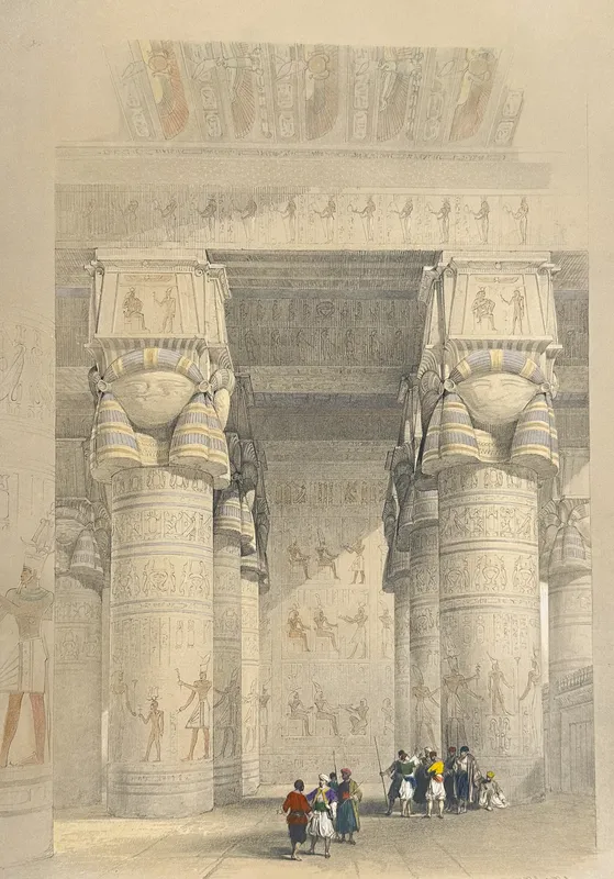 David Roberts - View from under the Portico of the Great Temple of Dendera from auction in Franklin, Tennessee