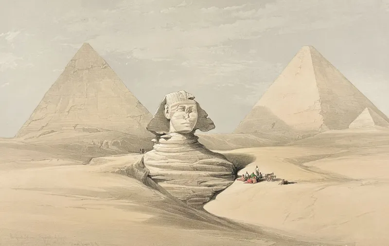 David Roberts - Head of the Great Sphinx, Pyramids of Geezeh from auction in Franklin, Tennessee