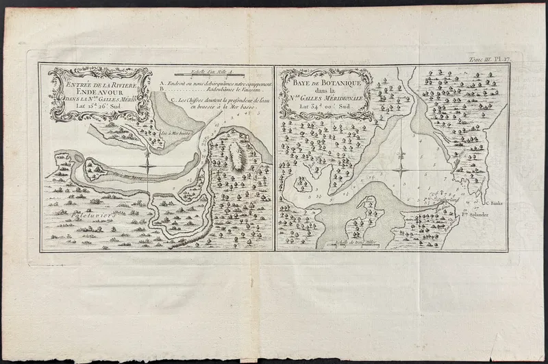 Captain Cook, Australia - First Harbor Charts of Botany Bay & Endeavour River from auction in Franklin, Tennessee