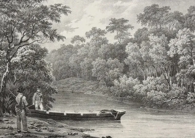 Dumont, Australia - Kalgan, North of Oyster Harbor, Australia; Vue de la Riviere des Francais, au port du Roi Georges a 4 milles de son embouchure (Nouvelle Hollande) from auction in Franklin, Tennessee
