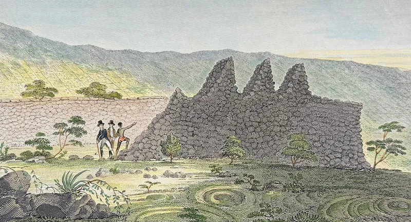 Ellis, Hawaii - Ruins of an ancient Fortification, near Kairua [Sandwich Islands] from auction in Franklin, Tennessee