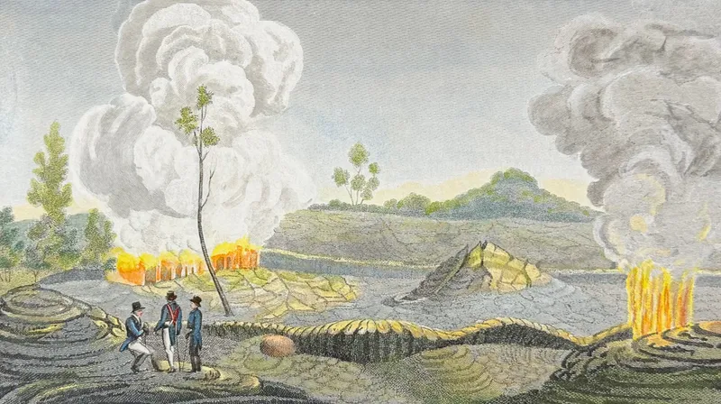 Ellis, Hawaii - The Burning Chasms at Ponahohoa [Sandwich Islands] from auction in Franklin, Tennessee