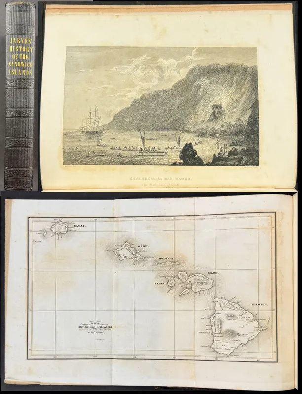 Jarves's History of the Hawaiian or Sandwich Islands - Volume with 3 Engravings (Plate + Map + Frontispiece) & Numerous in-text Illustrations from auction in Franklin, Tennessee