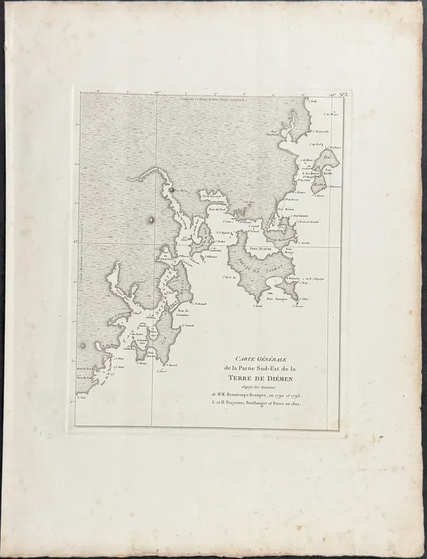Peron & Freycinet - Map of the Southeast of Van Diemen's Land [Australia, New Holland] from auction in Franklin, Tennessee