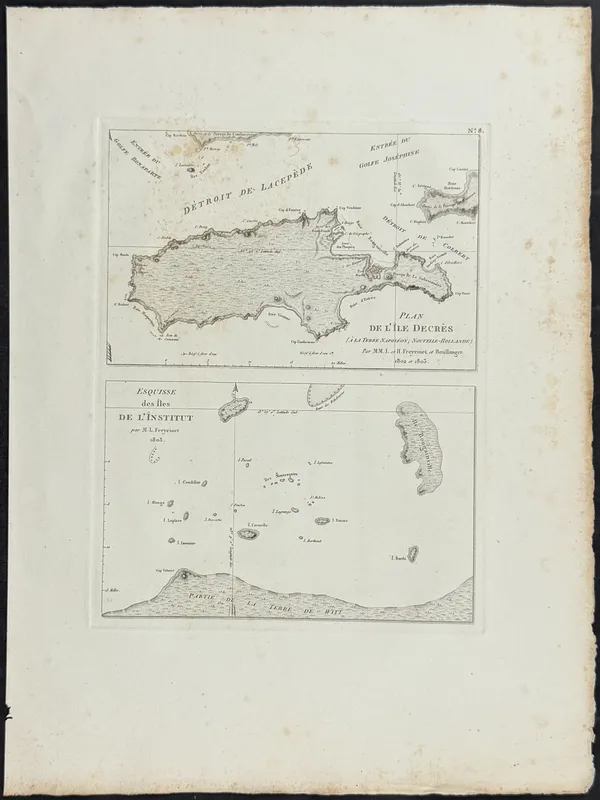 Peron & Freycinet - Maps of Institute Islands & Lacepede Strait, Ile Decres [Australia, New Holland] from auction in Franklin, Tennessee