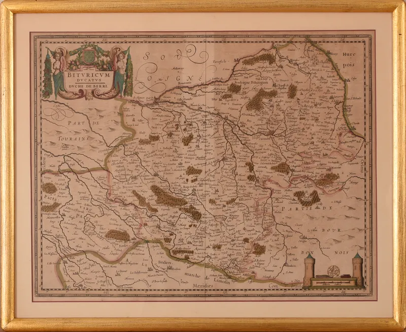 17th Century Map of the Duche of Berri. from auction in Freeport, Maine