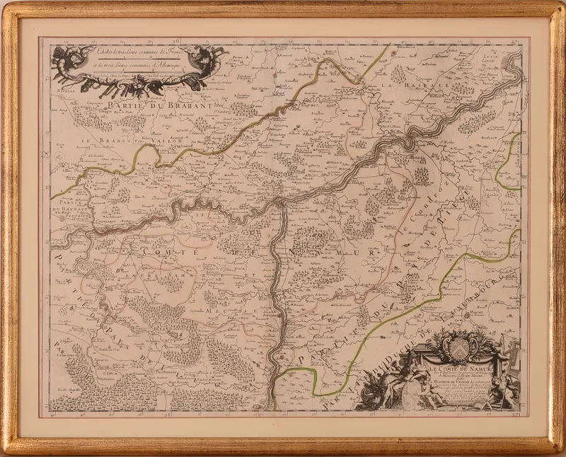 F. Du Vivier Map of Namur Province, Belgium, 1689. from auction in Freeport, Maine