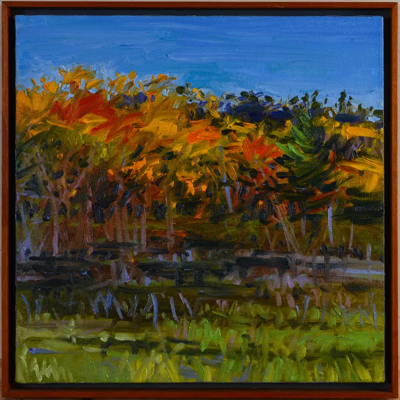 THOMAS HIGGINS (B. 1943). BOG IN OCTOBER. from auction in Freeport, Maine