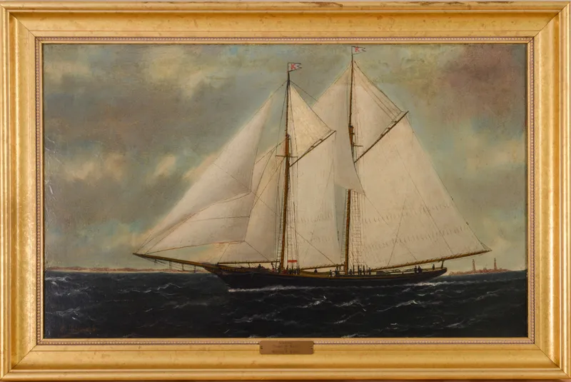 WILLIAM P. STUBBS (1842-1909). THE SCHOONER JOHN M. KEEN. from auction in Freeport, Maine