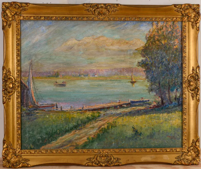 DAVID ROSENTHAL (1976-1949). CROOKED LAKE. from auction in Freeport, Maine