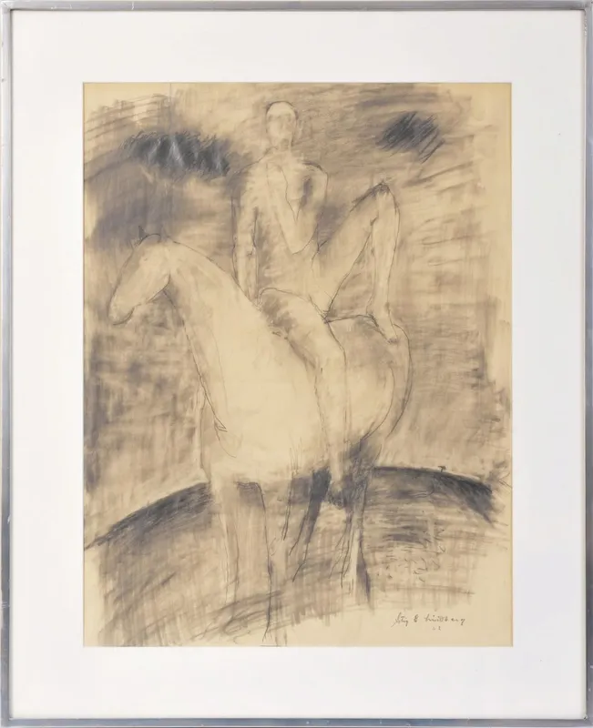 STIG LINDBERG (1916 - 1982). MAN ON HORSEBACK. from auction in Freeport, Maine