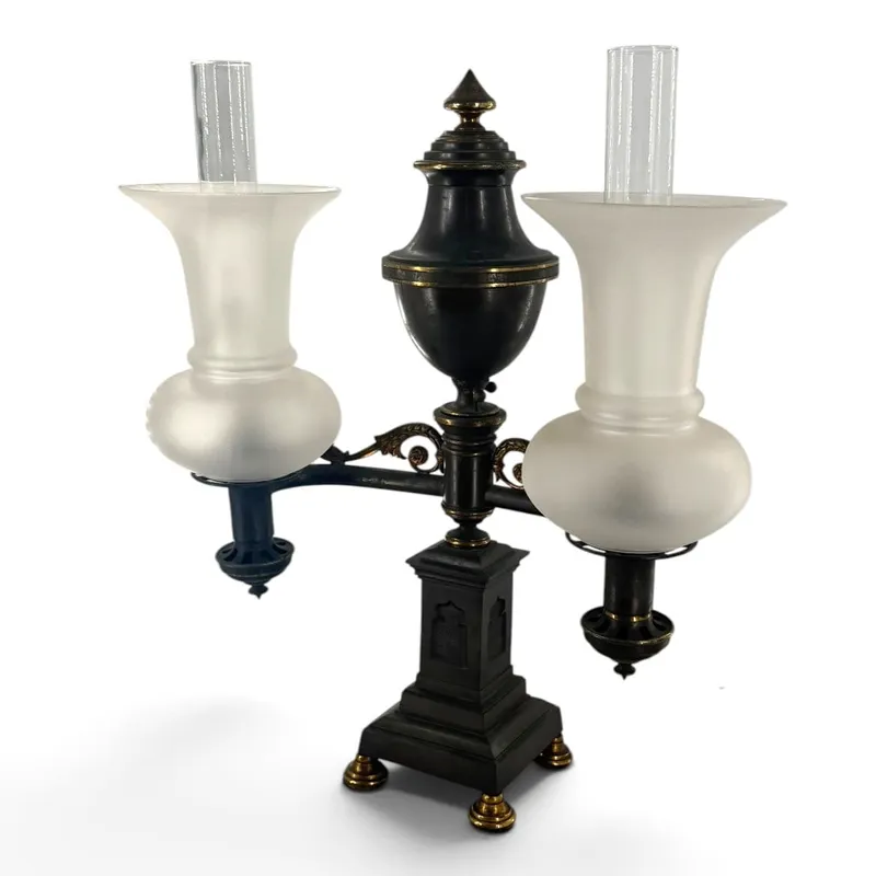 Classical Double-Arm Argand Lamp, Electrified from auction in Aberdeen, Mississippi