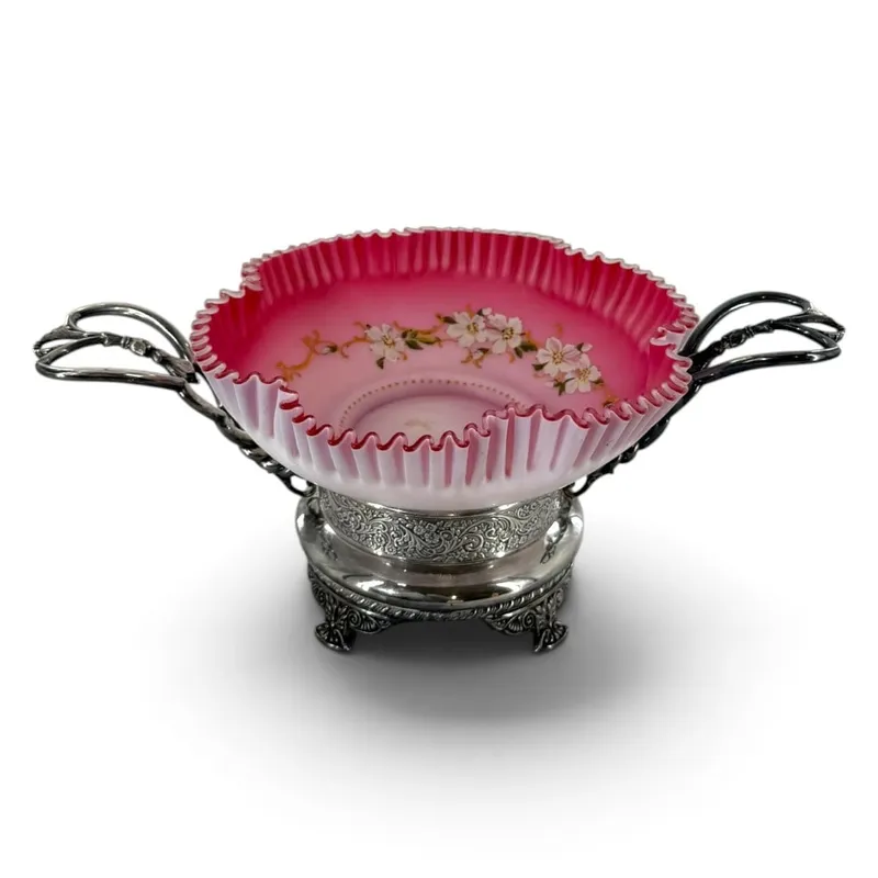 Simpson Hall Miller Satin Glass Brides Basket from auction in Aberdeen, Mississippi