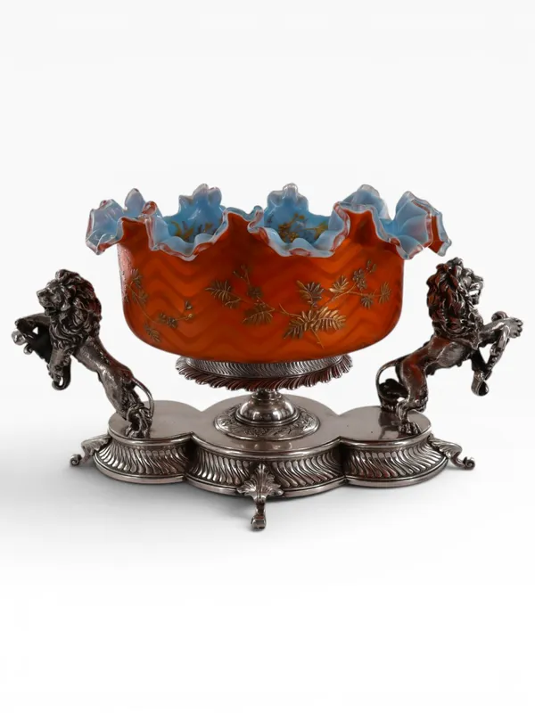 Rare Pairpoint Figural Silverplate and Art Glass Bride's Basket from auction in Aberdeen, Mississippi
