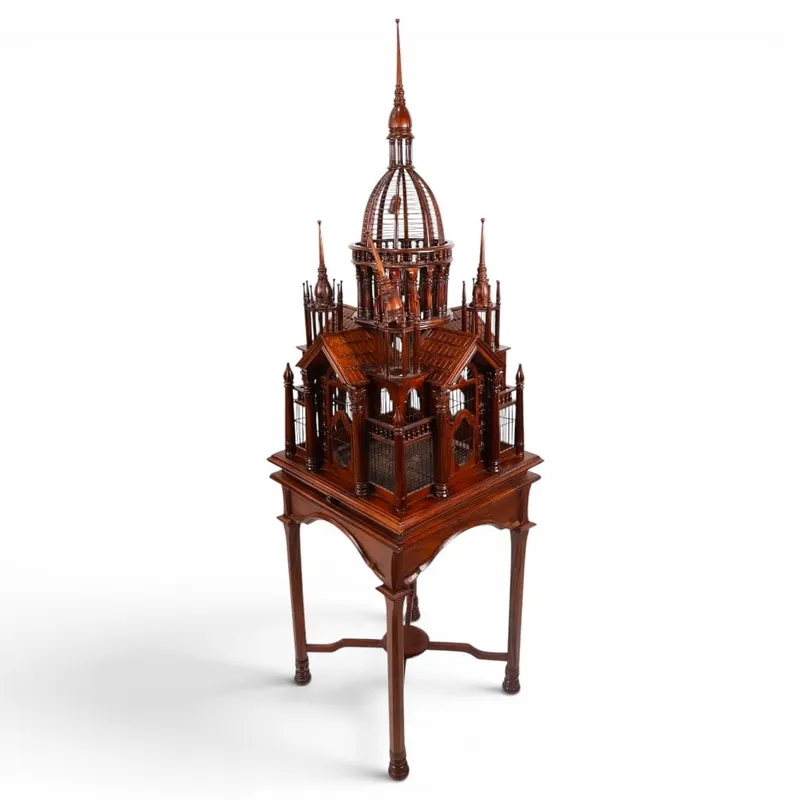 Mahogany Basilica Birdcage on Stand from auction in Aberdeen, Mississippi
