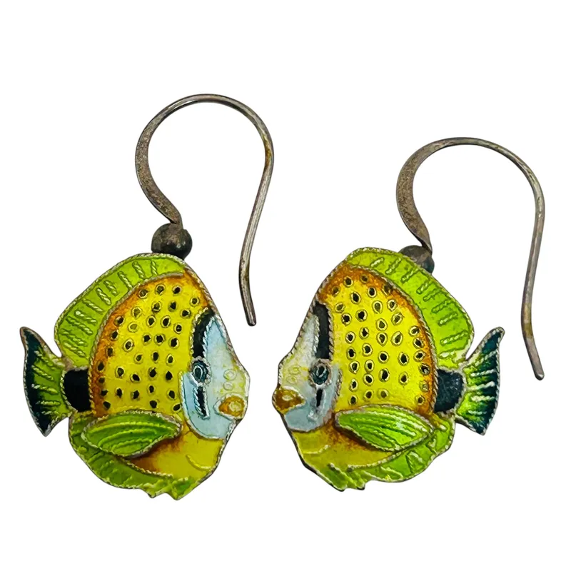 Sterling Inlay Fish Earrings from auction in Ravenna, Ohio