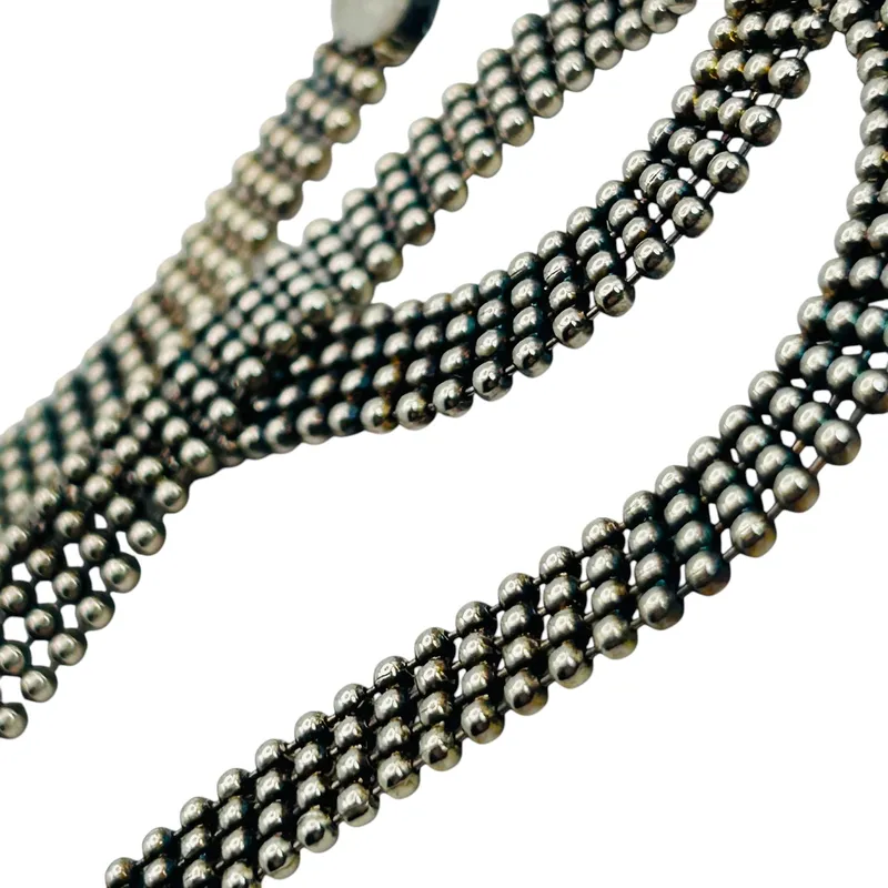 Signed Italy Sterling Multi Bead Chain Necklace from auction in Ravenna, Ohio