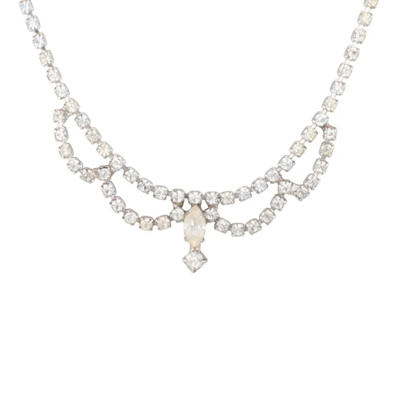 D'ver's NY Silver Tone Rhinestone Choker Necklace from auction in Ravenna, Ohio