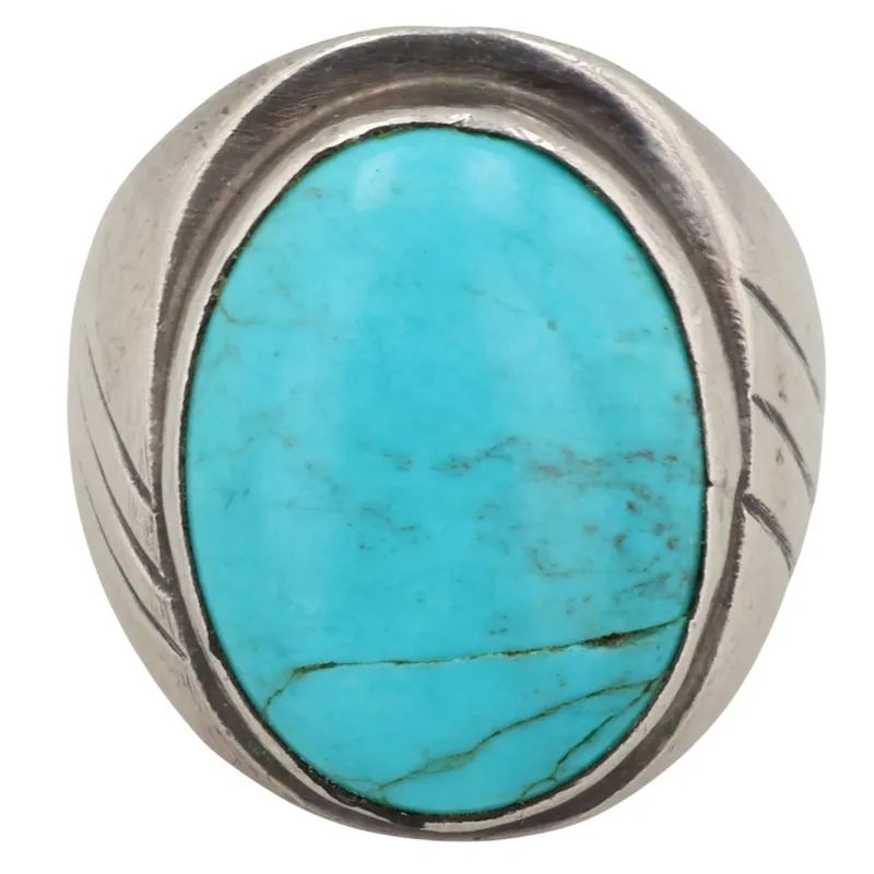 Arnold Maloney Navajo Sterling Turquoise Ring Sz 8 from auction in Ravenna, Ohio