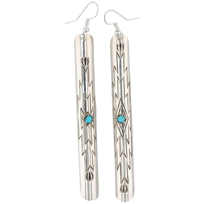 Florence Tahe Navajo Sterling Kingman Turquoise Earrings from auction in Ravenna, Ohio