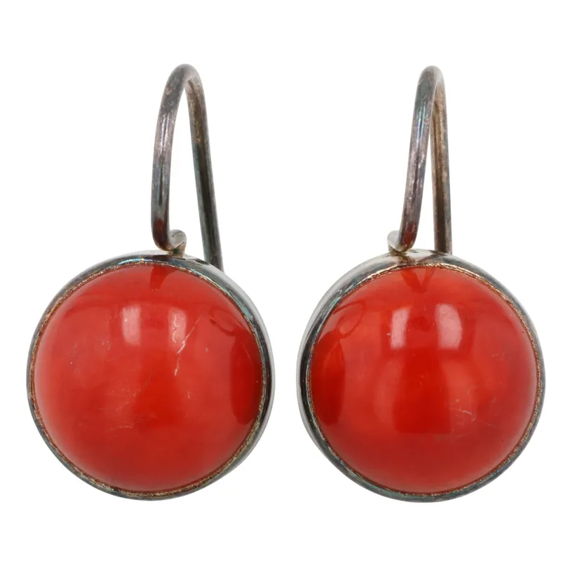 Navajo Sterling Coral Earrings from auction in Ravenna, Ohio