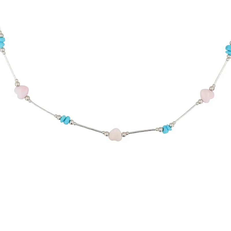Southwest Sterling Pink Conch Kingman Turquoise Necklace from auction in Ravenna, Ohio