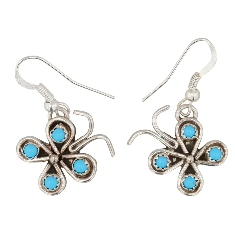 Felicia Charley Navajo Sterling Turquoise Butterfly Earrings from auction in Ravenna, Ohio