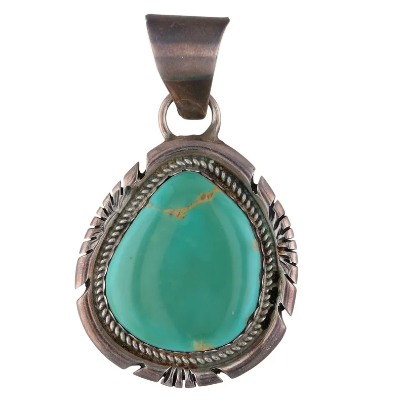 Jon McCray Navajo Sterling Turquoise Pendant from auction in Ravenna, Ohio