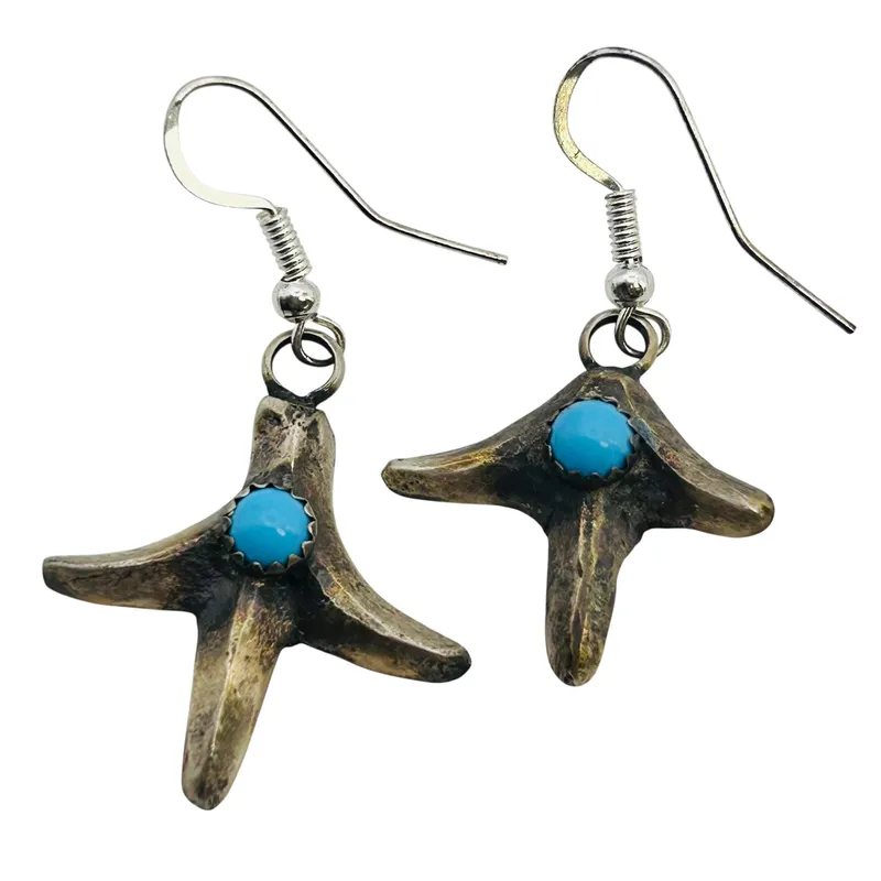 Tony Yazzie Navajo Sterling Kingman Turquoise Earrings from auction in Ravenna, Ohio