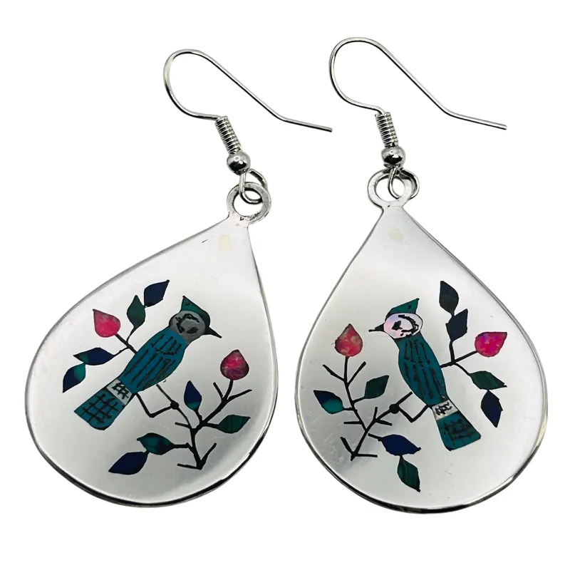 Raymond Boyd Navajo Sterling Hummingbird Earrings from auction in Ravenna, Ohio