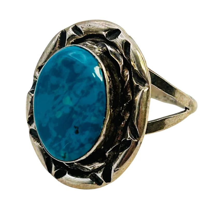 Rob Martinez Navajo Sterling Kingman Turquoise Ring SZ.10 from auction in Ravenna, Ohio