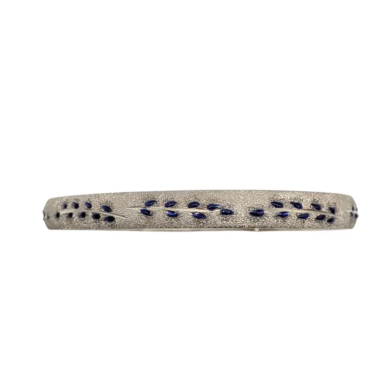 Signed Sterling Silver Blue Enamel Bangle Clasp Bracelet from auction in Ravenna, Ohio
