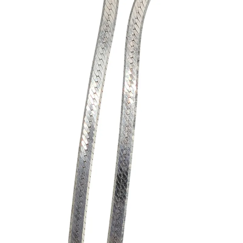 Signed Italy Sterling Silver Herringbone Chain Necklace from auction in Ravenna, Ohio