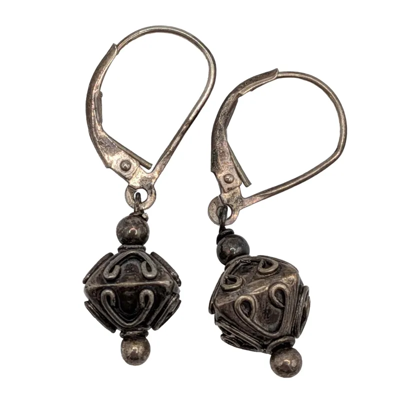 Sterling Silver Bali Bead Jacket Earrings from auction in Ravenna, Ohio