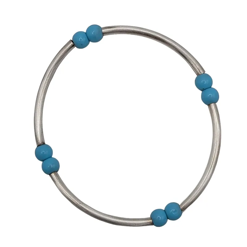 Italian Signed Sterling Beaded Bangle Bracelet from auction in Ravenna, Ohio