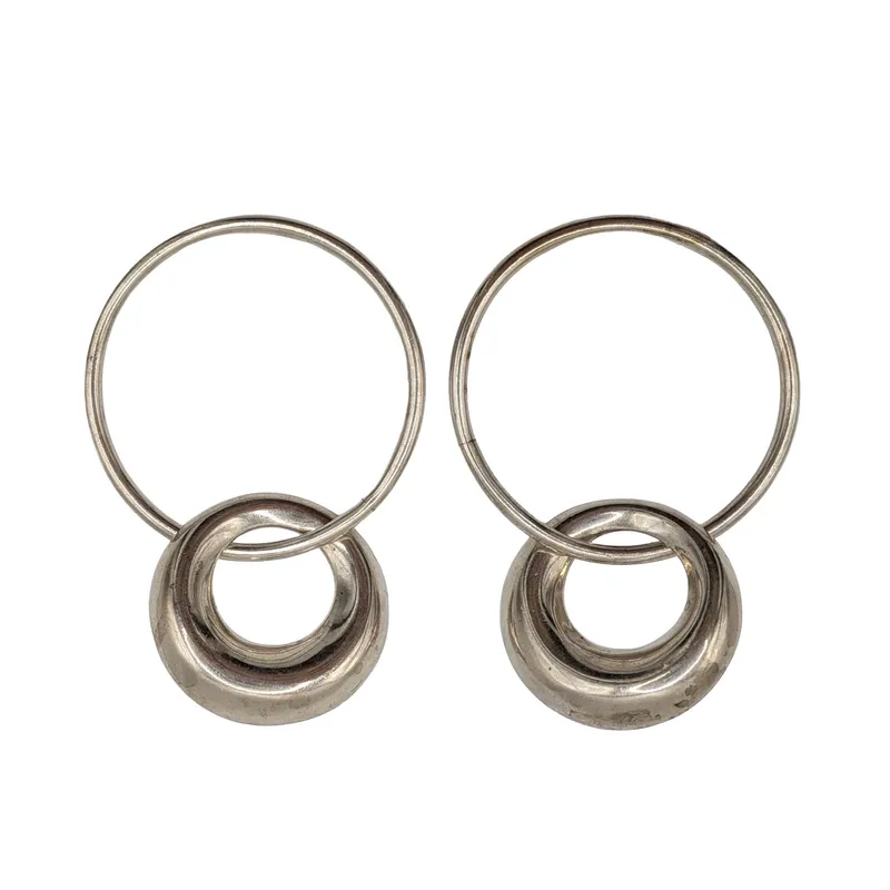 Signed Taxco Sterling Silver Double Hoop Dangle Earrings from auction in Ravenna, Ohio