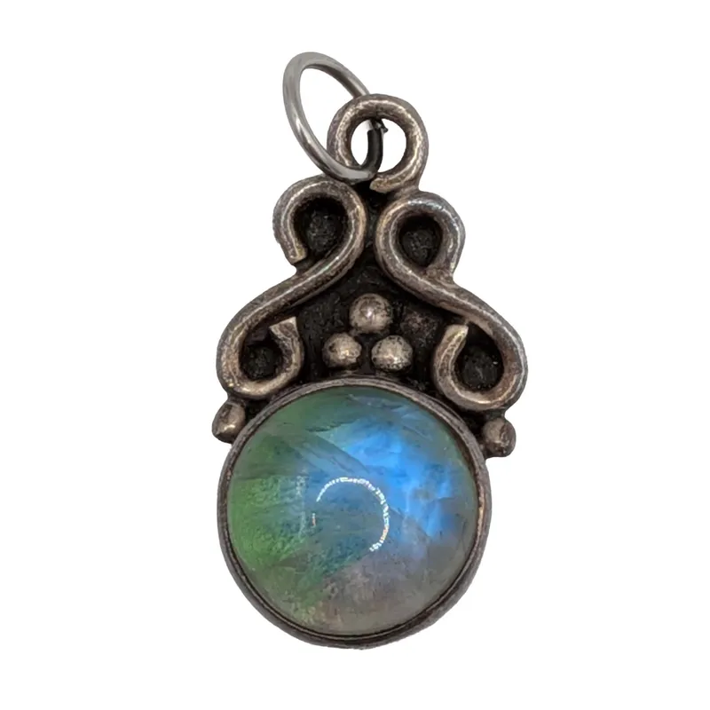 Sterling Silver Rainbow Glass Pendant from auction in Ravenna, Ohio