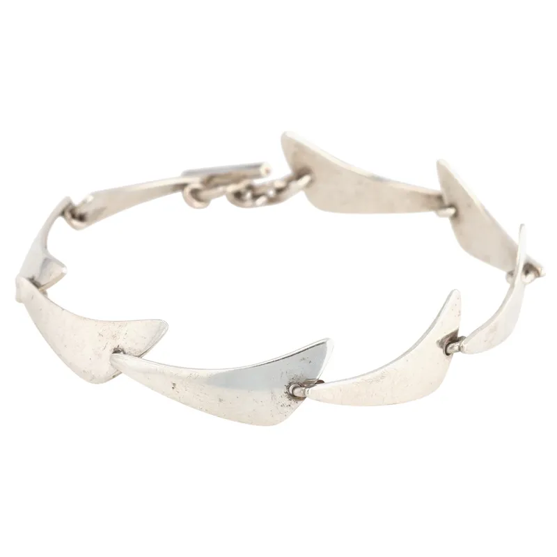 Niels Erik Denmark Sterling Silver Modern Triangle Link Bracelet from auction in Ravenna, Ohio