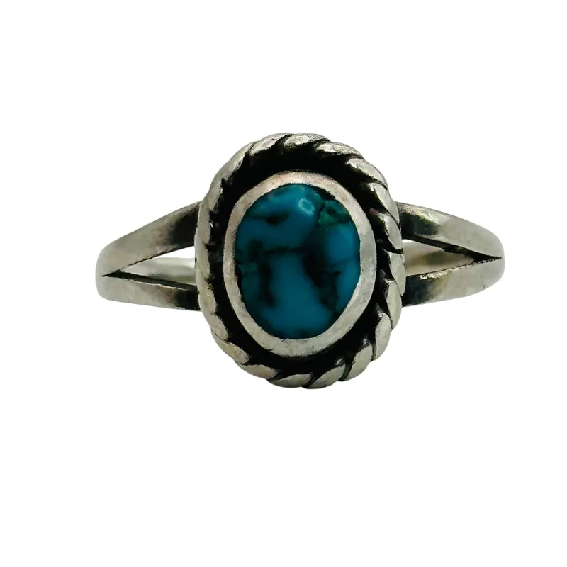 Native Sterling Turquoise Ring Sz 5 from auction in Ravenna, Ohio