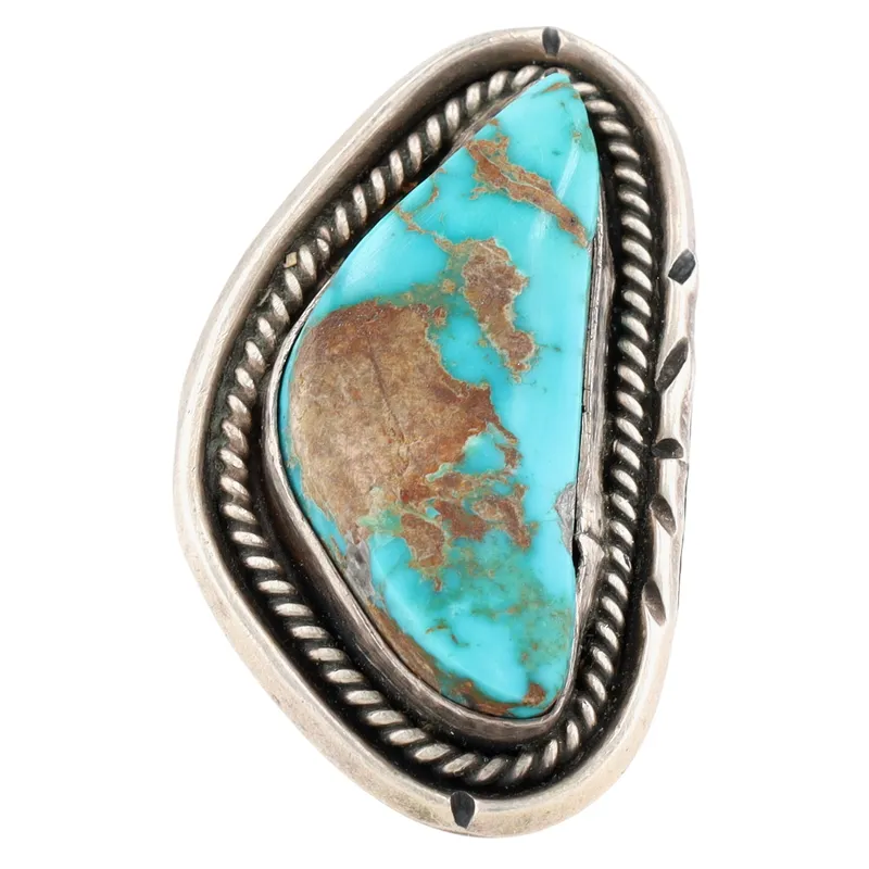 Vintage Navajo Sterling Turquoise Ring Sz 8 from auction in Ravenna, Ohio