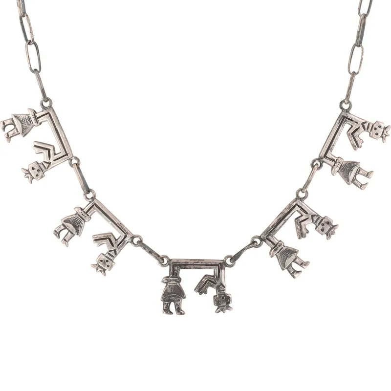 Vintage Navajo Sterling Rainbow Man Necklace from auction in Ravenna, Ohio