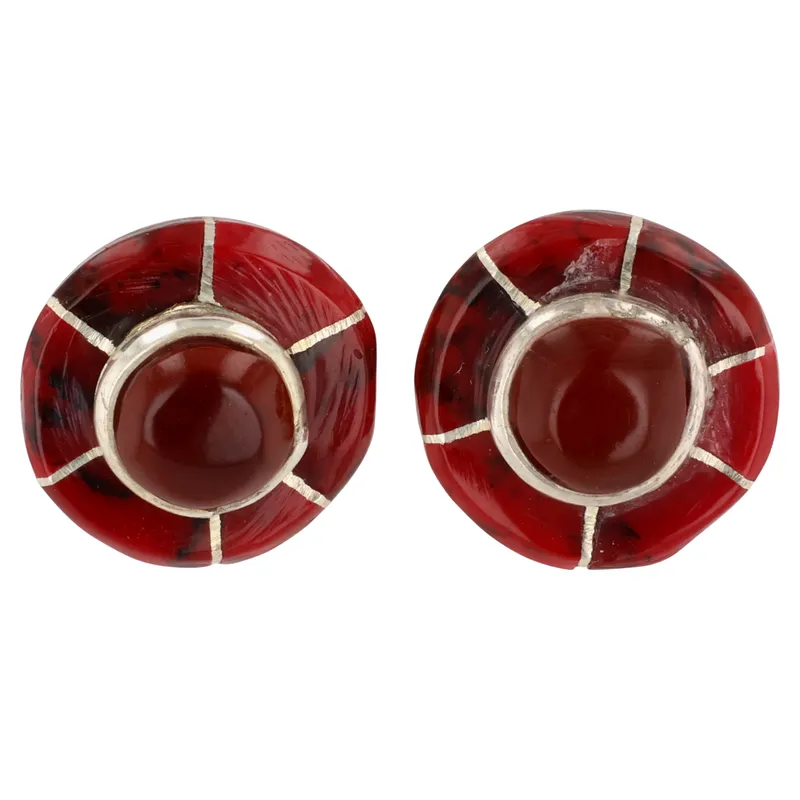 Fred Manuelito Navajo Sterling Jasper Inlay Earrings from auction in Ravenna, Ohio