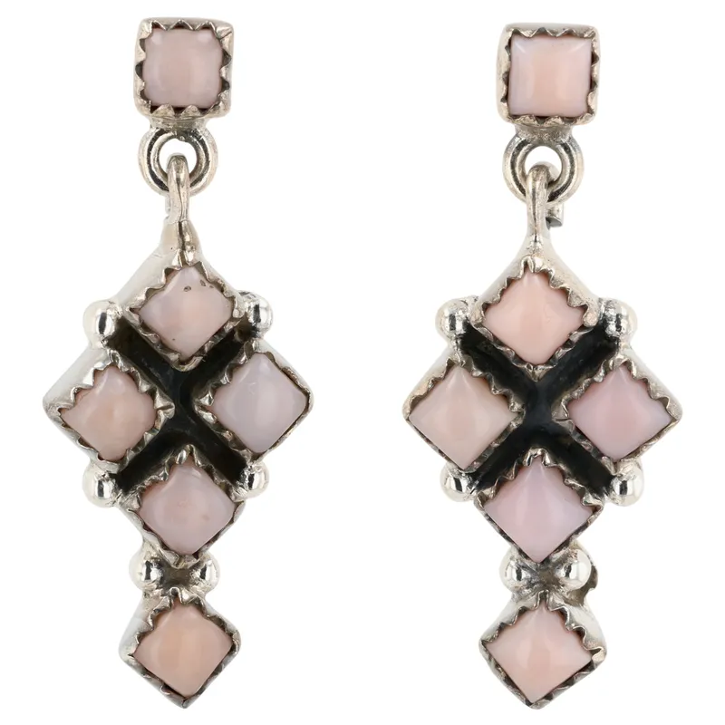 HaDa Collection Sterling Pink Opal Dangle Earrings from auction in Ravenna, Ohio